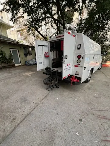 Magnet Plumbing service vehicle on-site for Slab Leak Repair in Rio